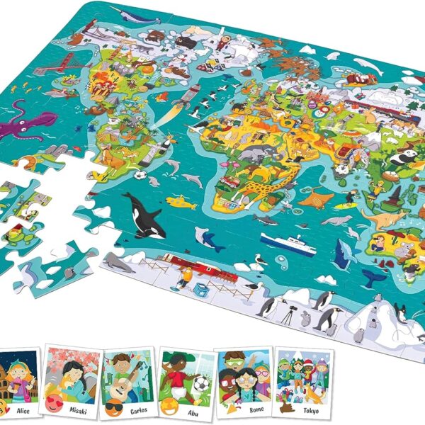 פאזל ומשחק הבחנה מפת העולם - 100 חלקים