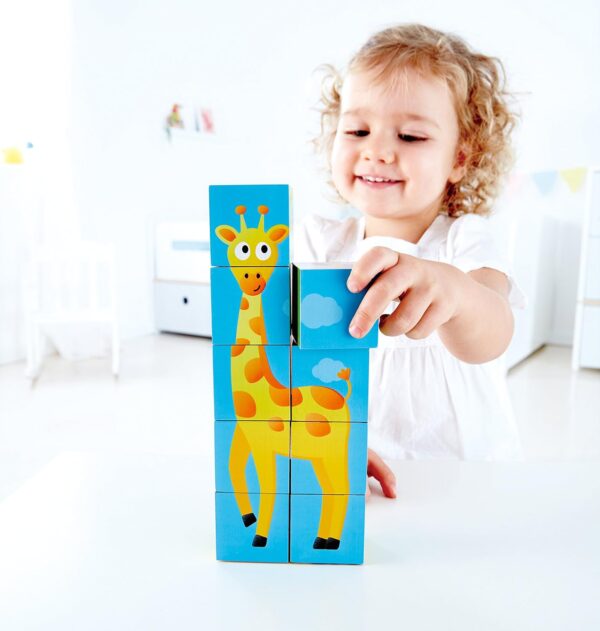 ⁦משחק פאזל קוביות בעיצוב חיות ג'ונגל מבית HAPE⁩ – תמונה ⁦7⁩