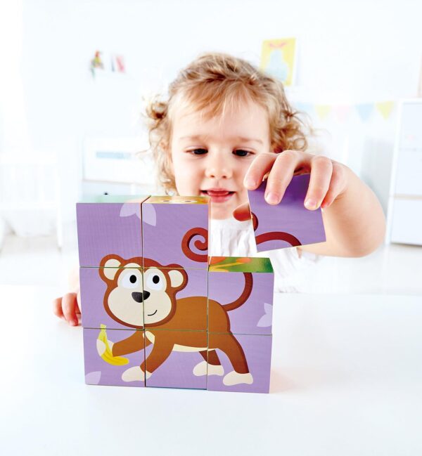 ⁦משחק פאזל קוביות בעיצוב חיות ג'ונגל מבית HAPE⁩ – תמונה ⁦2⁩