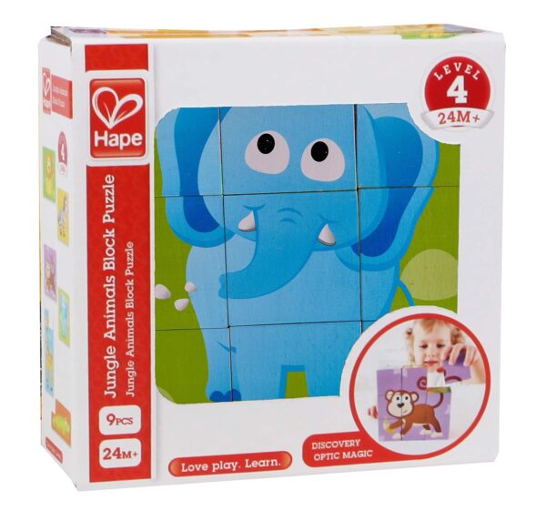 ⁦משחק פאזל קוביות בעיצוב חיות ג'ונגל מבית HAPE⁩ – תמונה ⁦3⁩