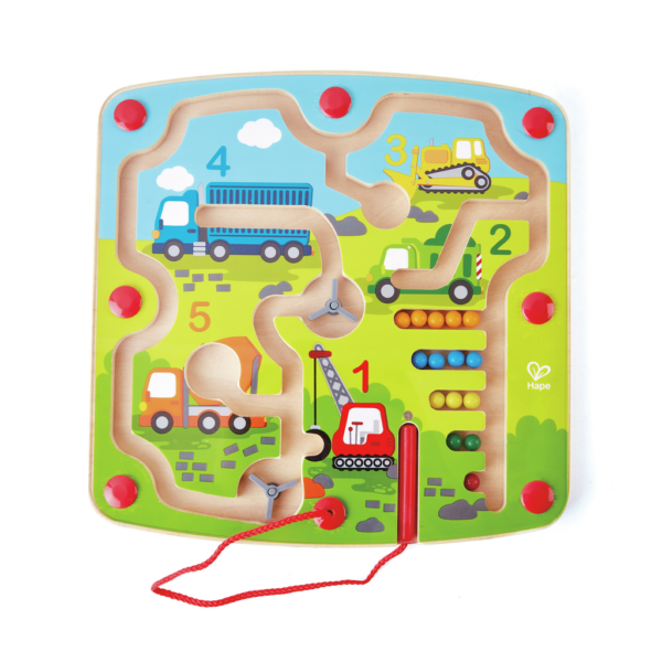 מבוך מגנטי מעץ עם כלי רכב ומספרים - Hape