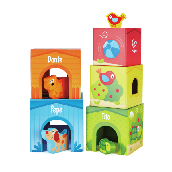 מגדל קוביות כולל חיות Hape