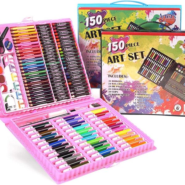 סט אומנות 150 חלקים לילדים - ורוד