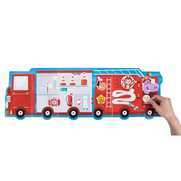⁦חוברת פעילות עם מדבקות רב-פעמיות – משאית כיבוי אש ומשאית גלידה⁩ – תמונה ⁦2⁩