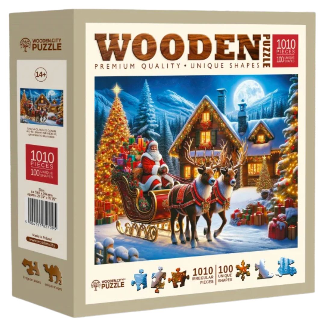 1 המזחלת של סנטה | פאזל עץ 1010 חלקים – תמונה 1