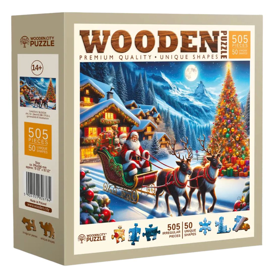 2 המזחלת של סנטה | פאזל עץ 500 חלקים – תמונה 1