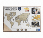 מפת העולם על הקיר מעץ 120/80 - גודל XL