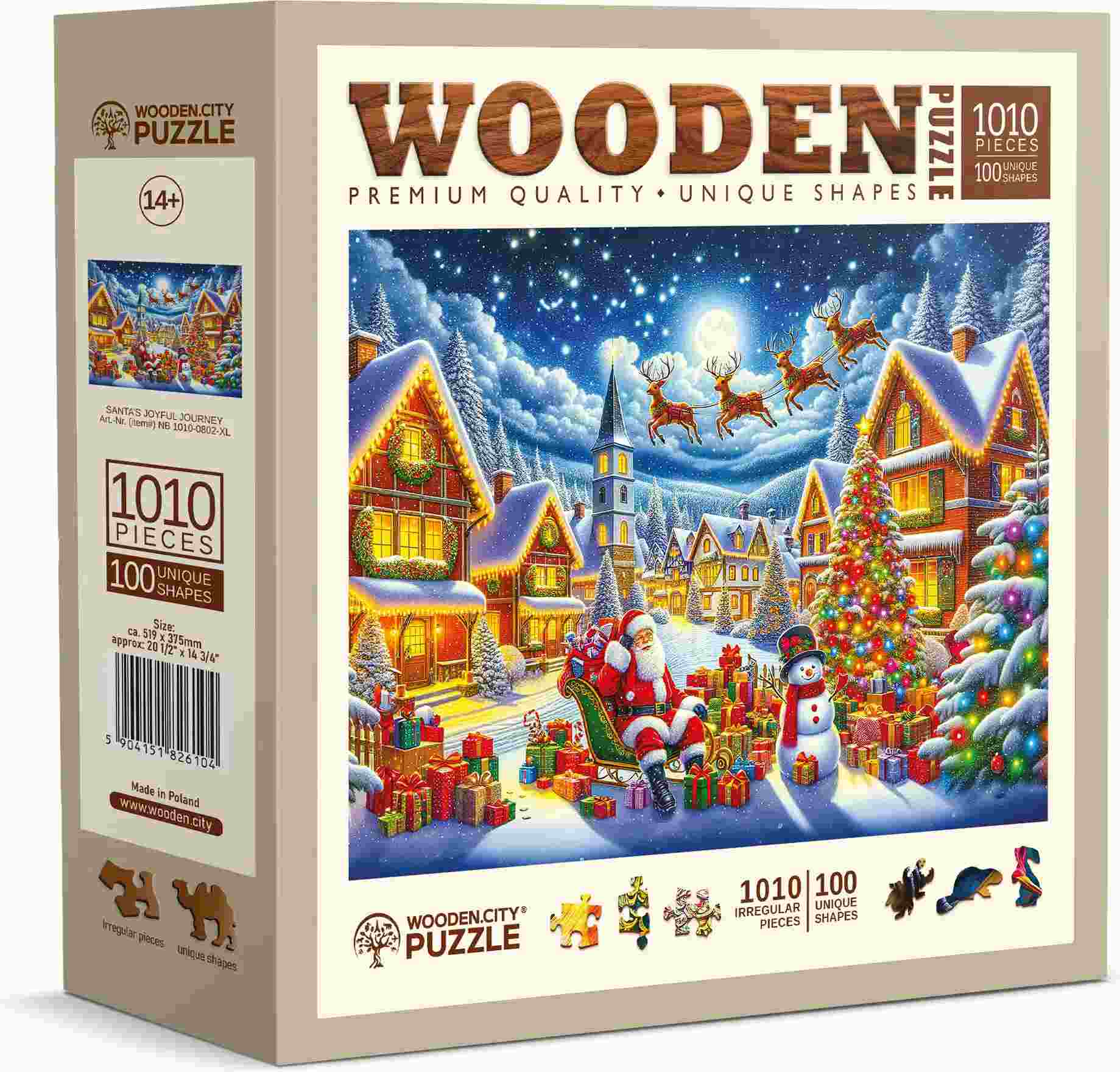 puzzle-wooden-city-1000-pieces-santas-joyful-journey מסע שמח של סנטה - פאזל עץ 1000 חלקים – תמונה 1