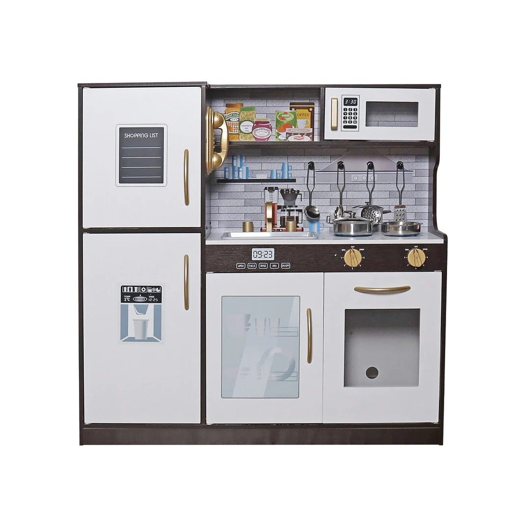 מטבח-מעוצב-מעץ-לילדים-בצבע-לבן-ושחור-דגם-נועה-עם-כיריים-מיקרוגל-מקרר-תנור-כיור-עם-ברז-וכלי-מטבח.-1.jpg מטבח גדול מעוצב לילדים – תמונה 1