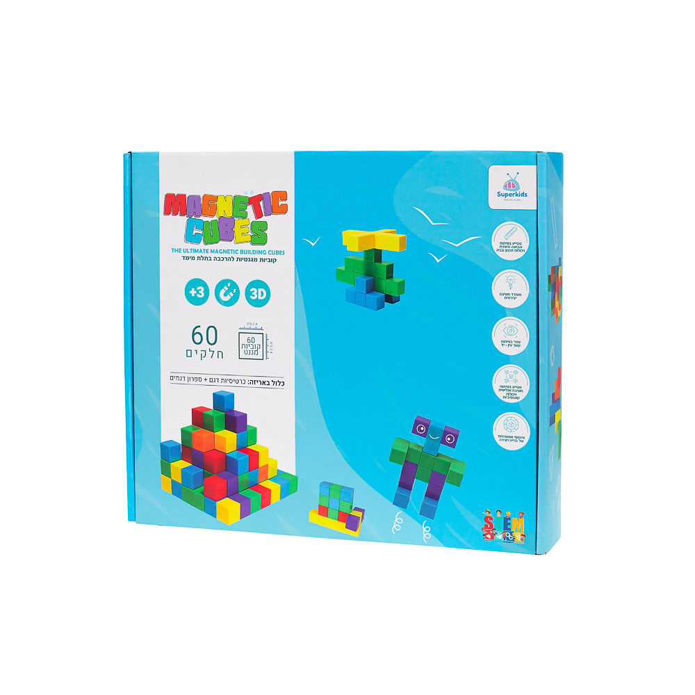 adi-2 קוביות מגנטיות צבעוניות - 60 חלקים – תמונה 1