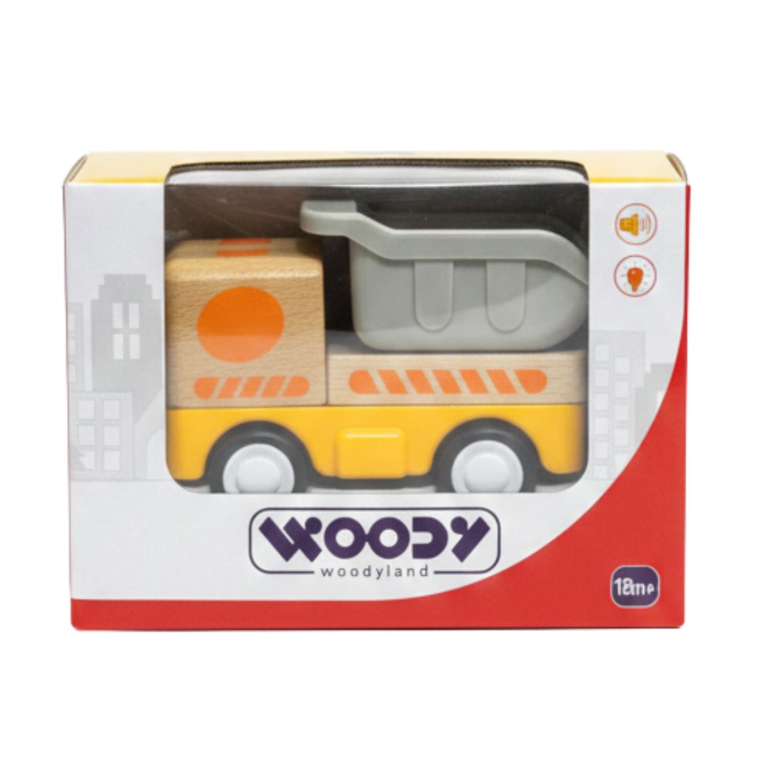 3 משאית עץ לתינוקות עם אורות וצלילים – WOODY – תמונה 1