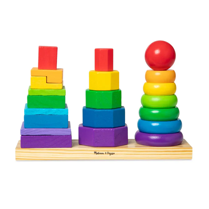 Geometric-Stacker-000567-1-Pieces-Out_900x מגדל השחלה מעץ – צורות גיאומטריות Melissa & Doug – תמונה 1