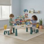 ⁦שולחן פעילות והרכבה ענק – פארק שעשועים, 328 חלקים וזוג כיסאות שפן⁩ – תמונה ⁦4⁩